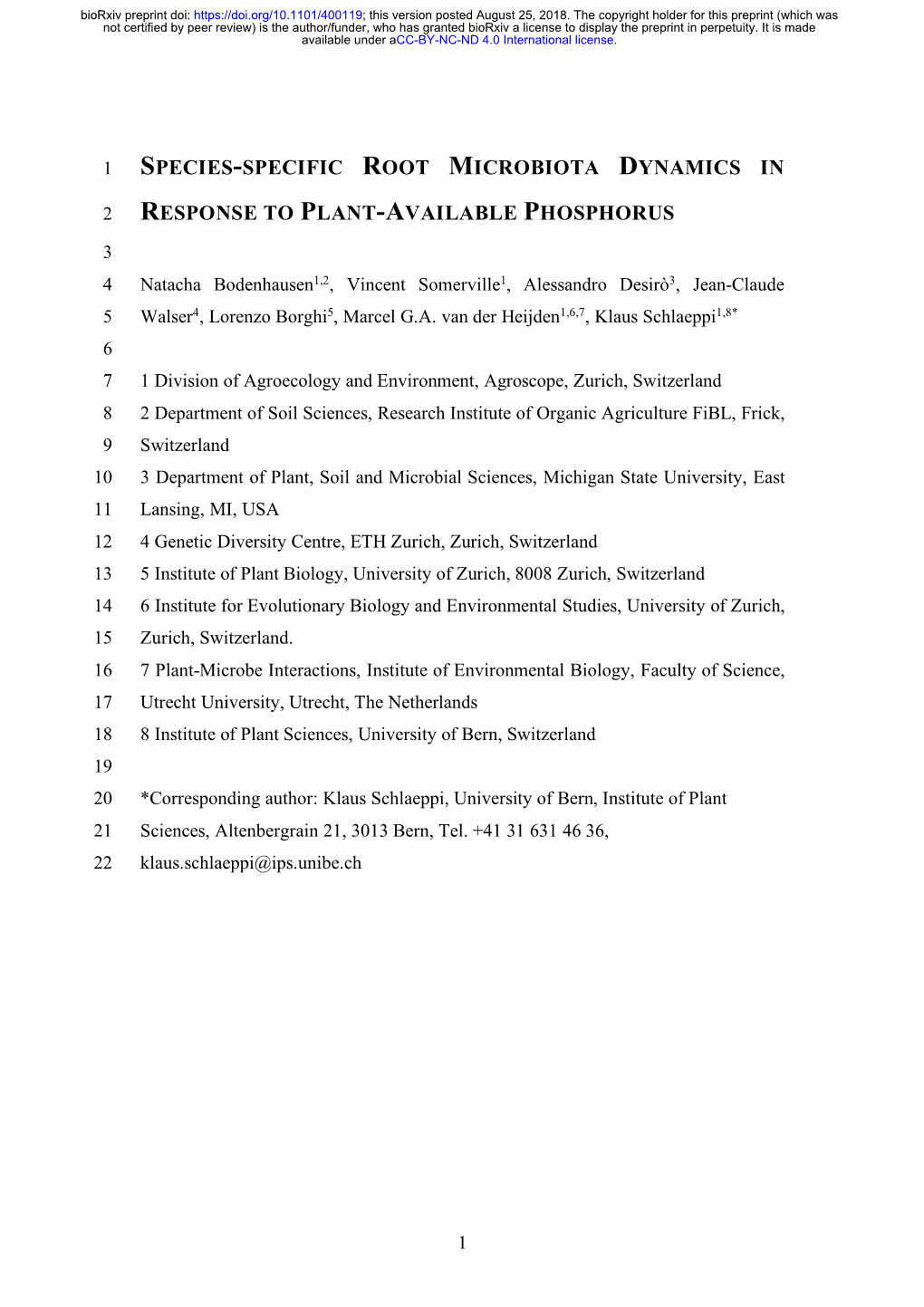 Species-Specific Root Microbiota Dynamics in Response to Plant-Available Phosphorus