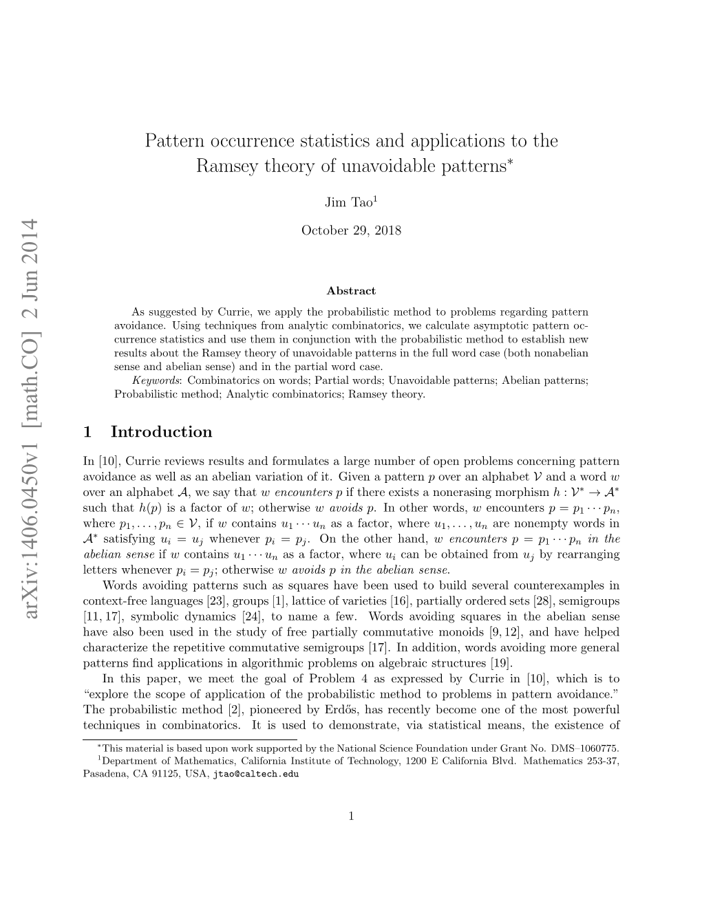 Pattern Occurrence Statistics and Applications to the Ramsey Theory