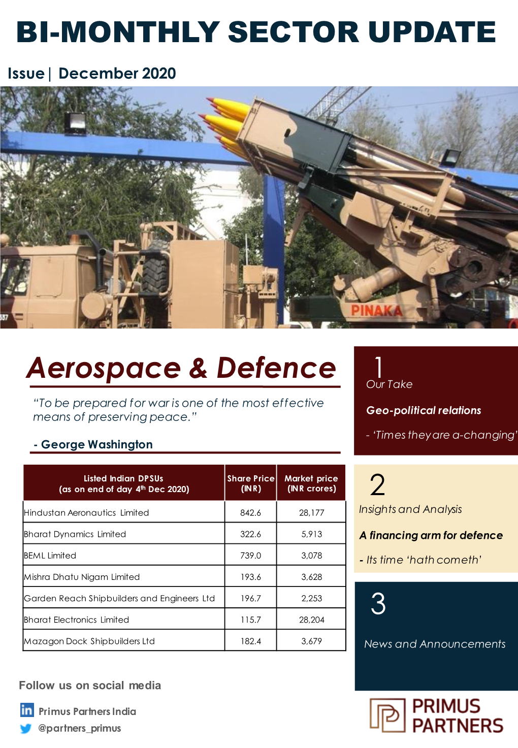 BI-MONTHLY SECTOR UPDATE Aerospace & Defence 1