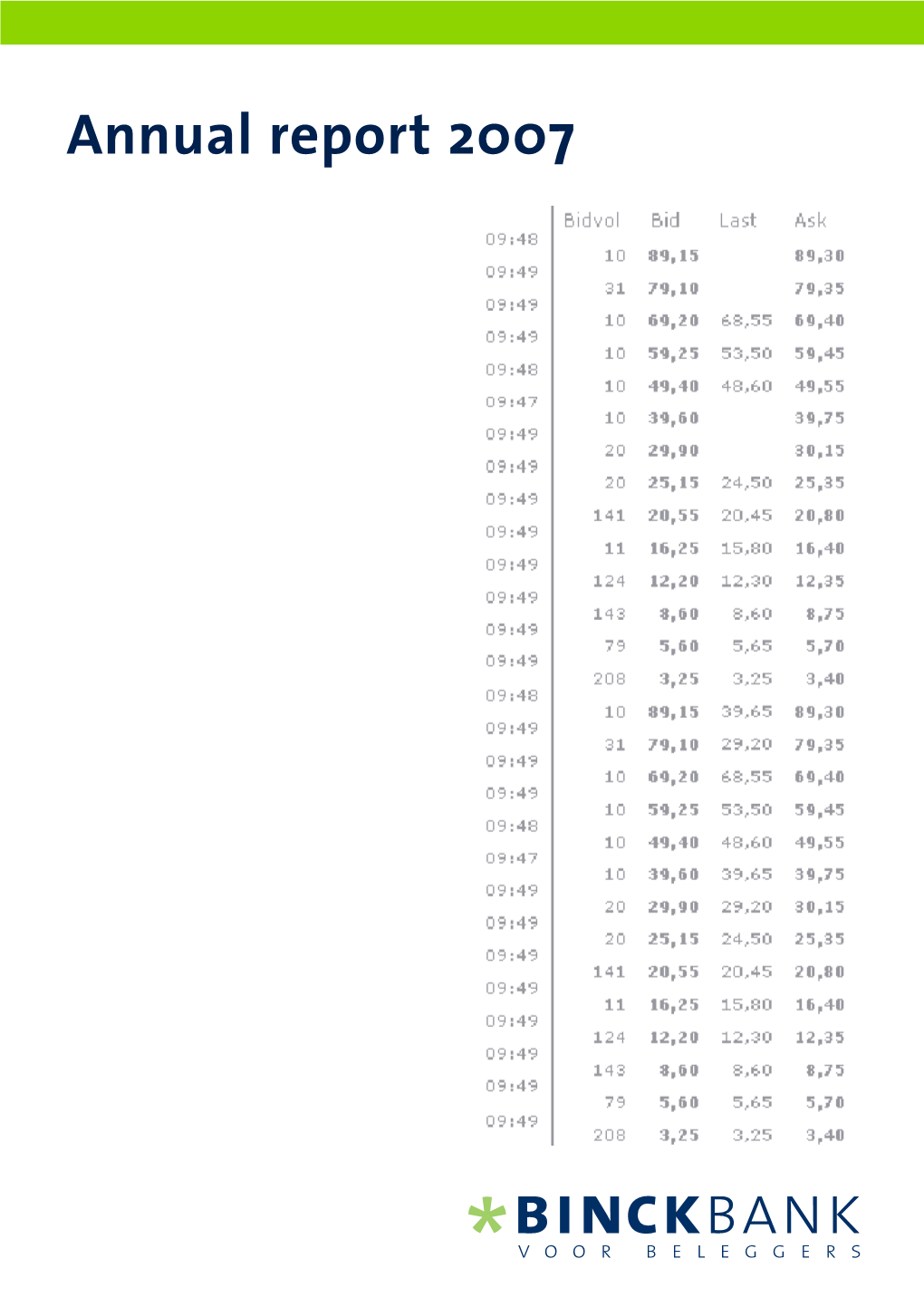 Annual Report 2007 Annual Report Annual Report Binckbank N.V