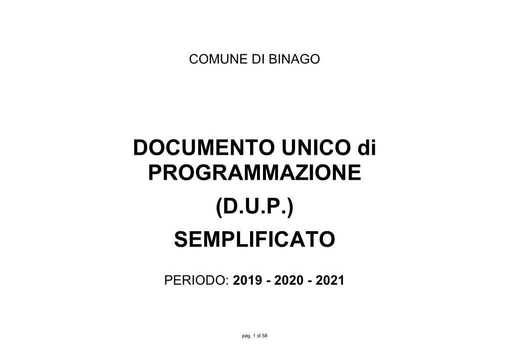 DOCUMENTO UNICO Di PROGRAMMAZIONE (D.U.P