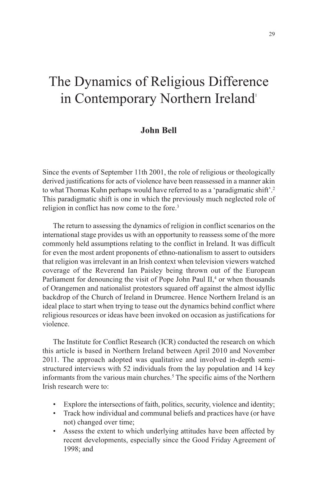 The Dynamics of Religious Difference in Contemporary Northern Ireland1