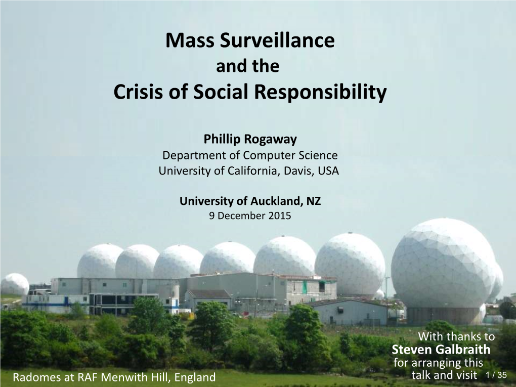 Mass Surveillance Crisis of Social Responsibility