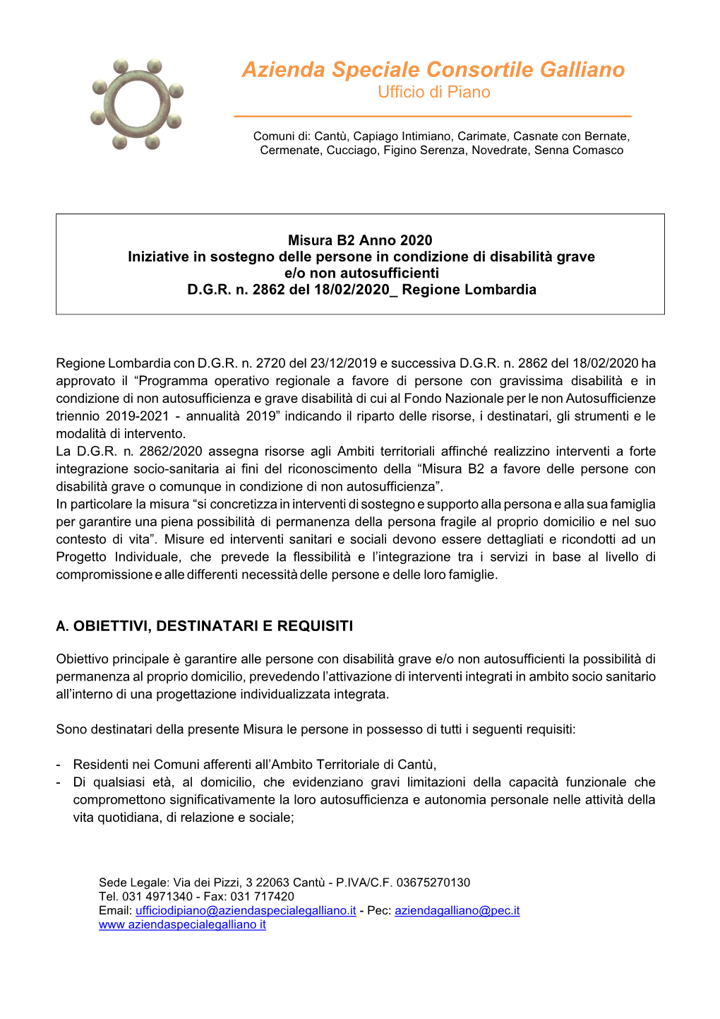 Azienda Speciale Consortile Galliano Ufficio Di Piano