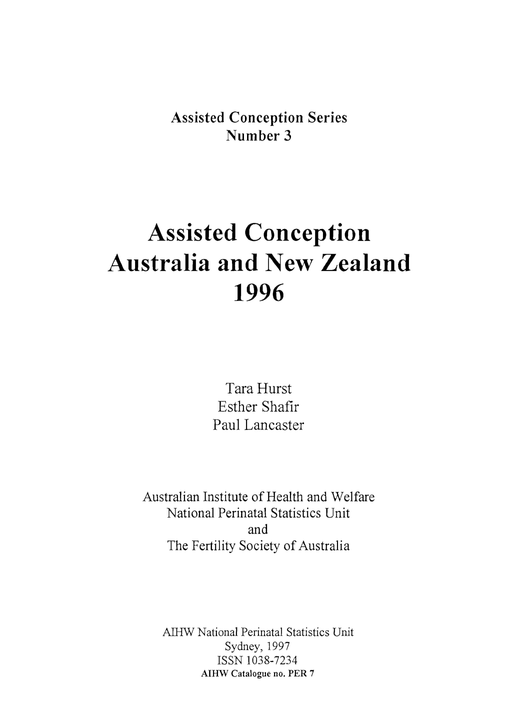 Assisted Conception Australia and New Zealand 1996