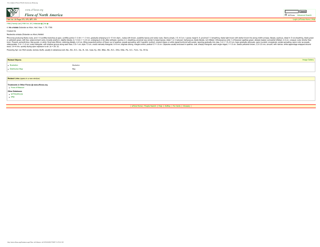 Iris Cristata in Flora of North America