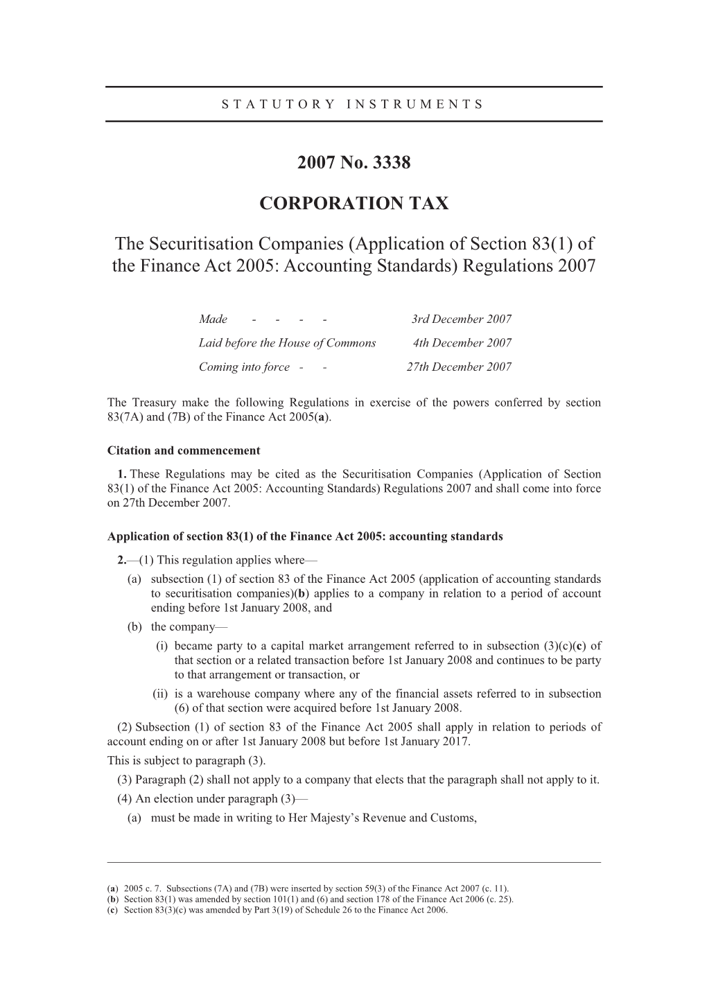 2007 No. 3338 CORPORATION TAX The
