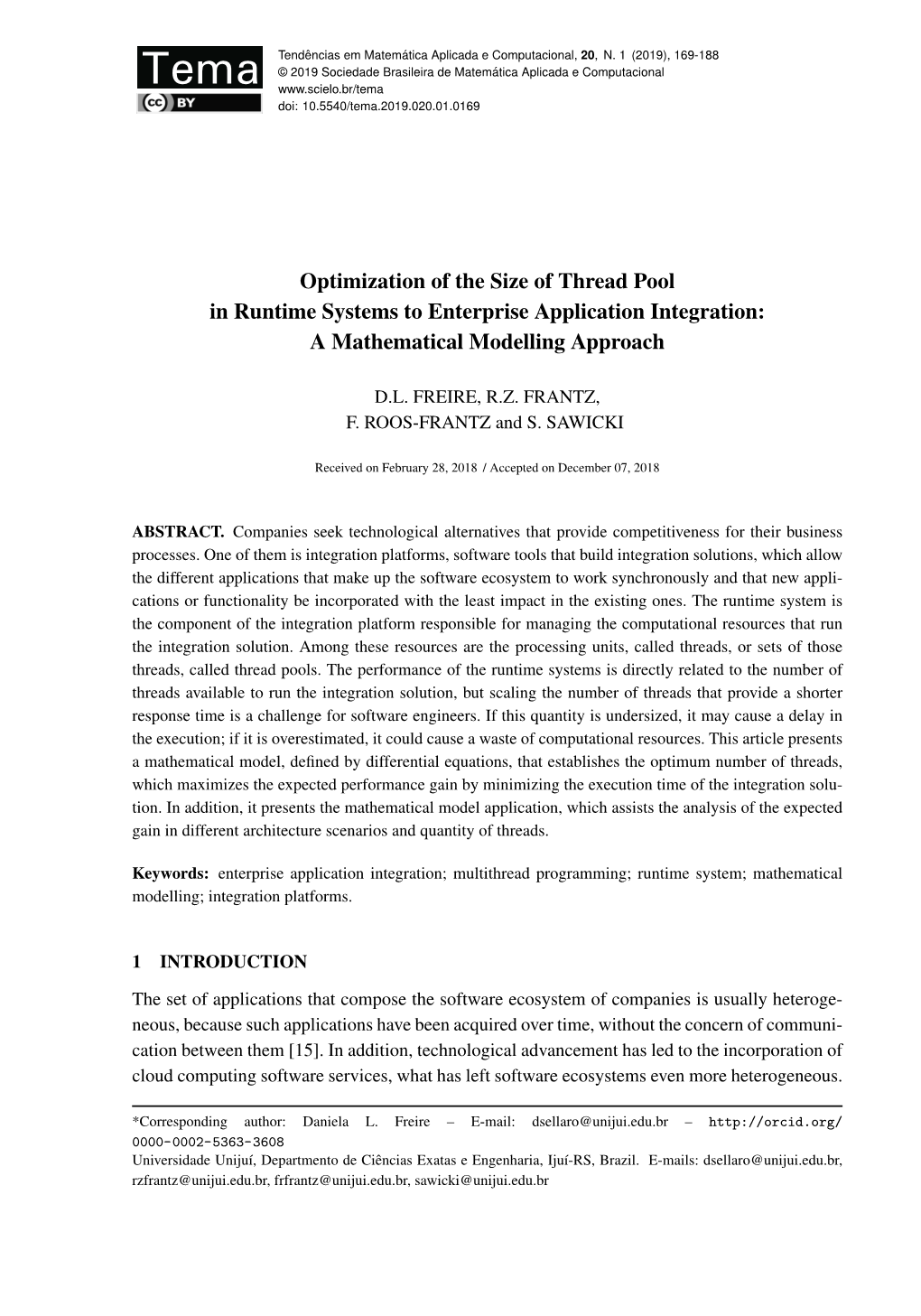 Optimization of the Size of Thread Pool in Runtime Systems to Enterprise Application Integration: a Mathematical Modelling Approach