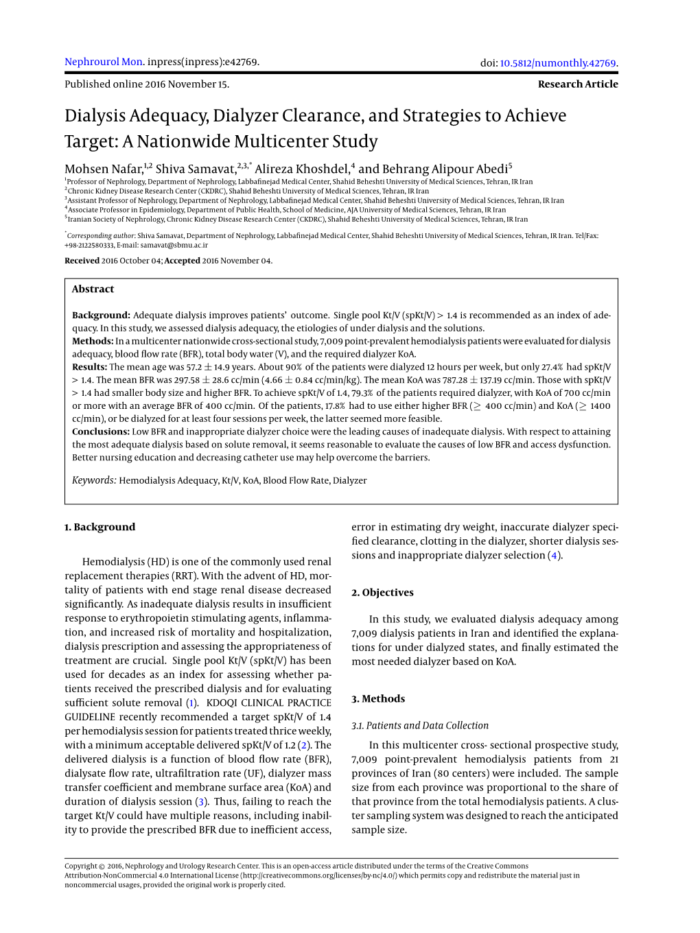 Dialysis Adequacy, Dialyzer Clearance, and Strategies To