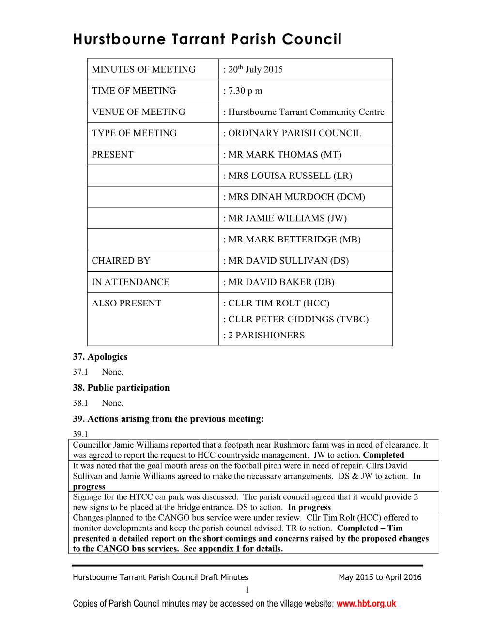 Hurstbourne Tarrant Parish Council