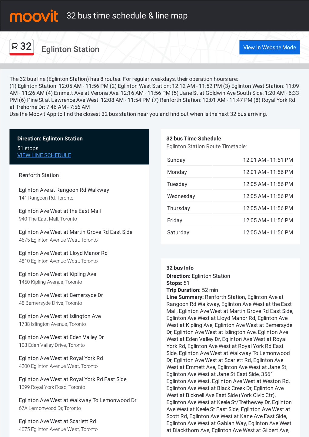 32 Bus Time Schedule & Line Route