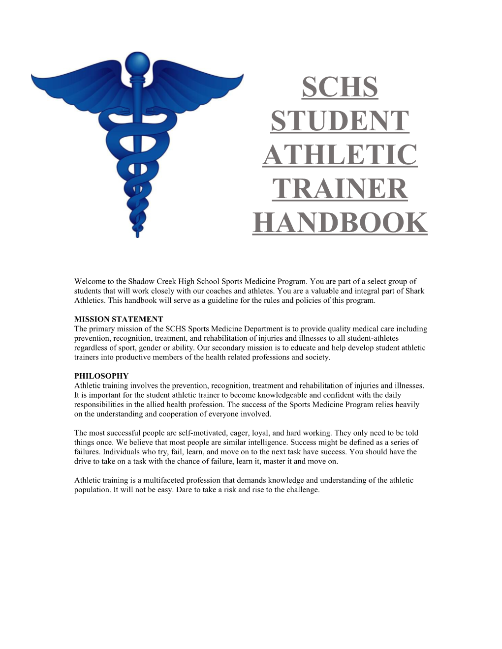 Fhs Student Athletic Trianer Handbook