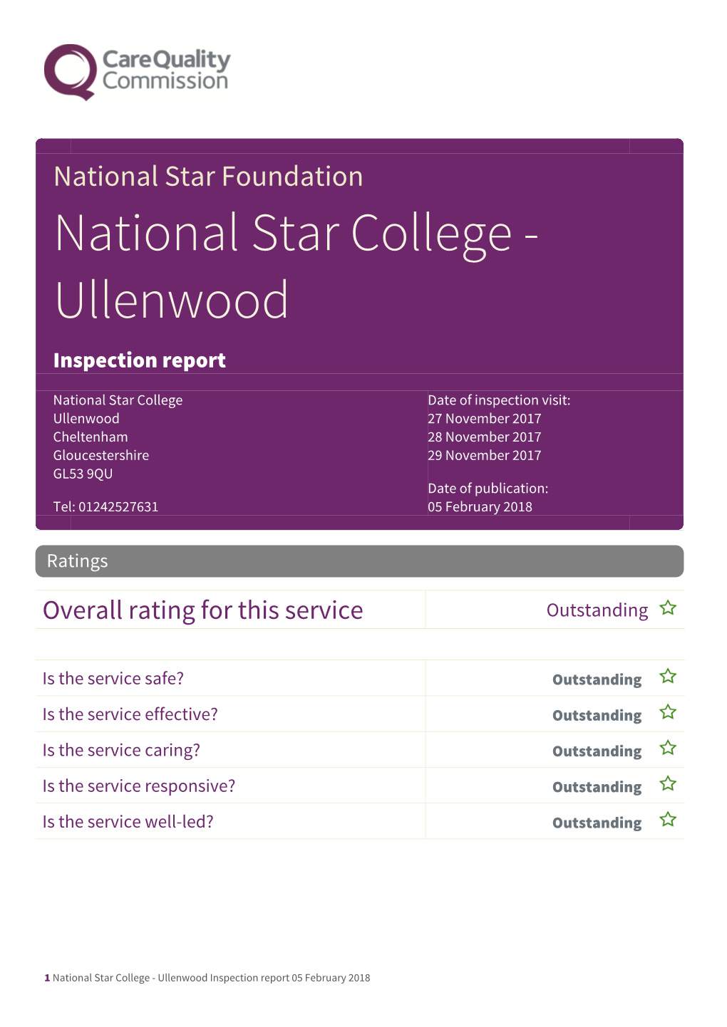 National Star College - Ullenwood Inspection Report