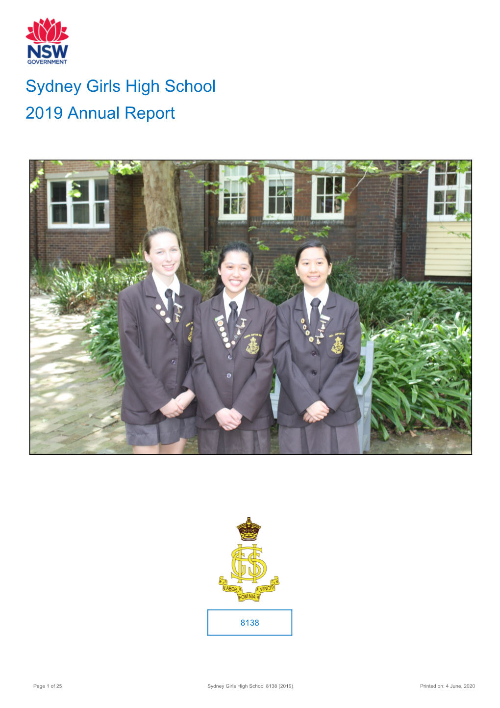 2019 Sydney Girls High School Annual Report