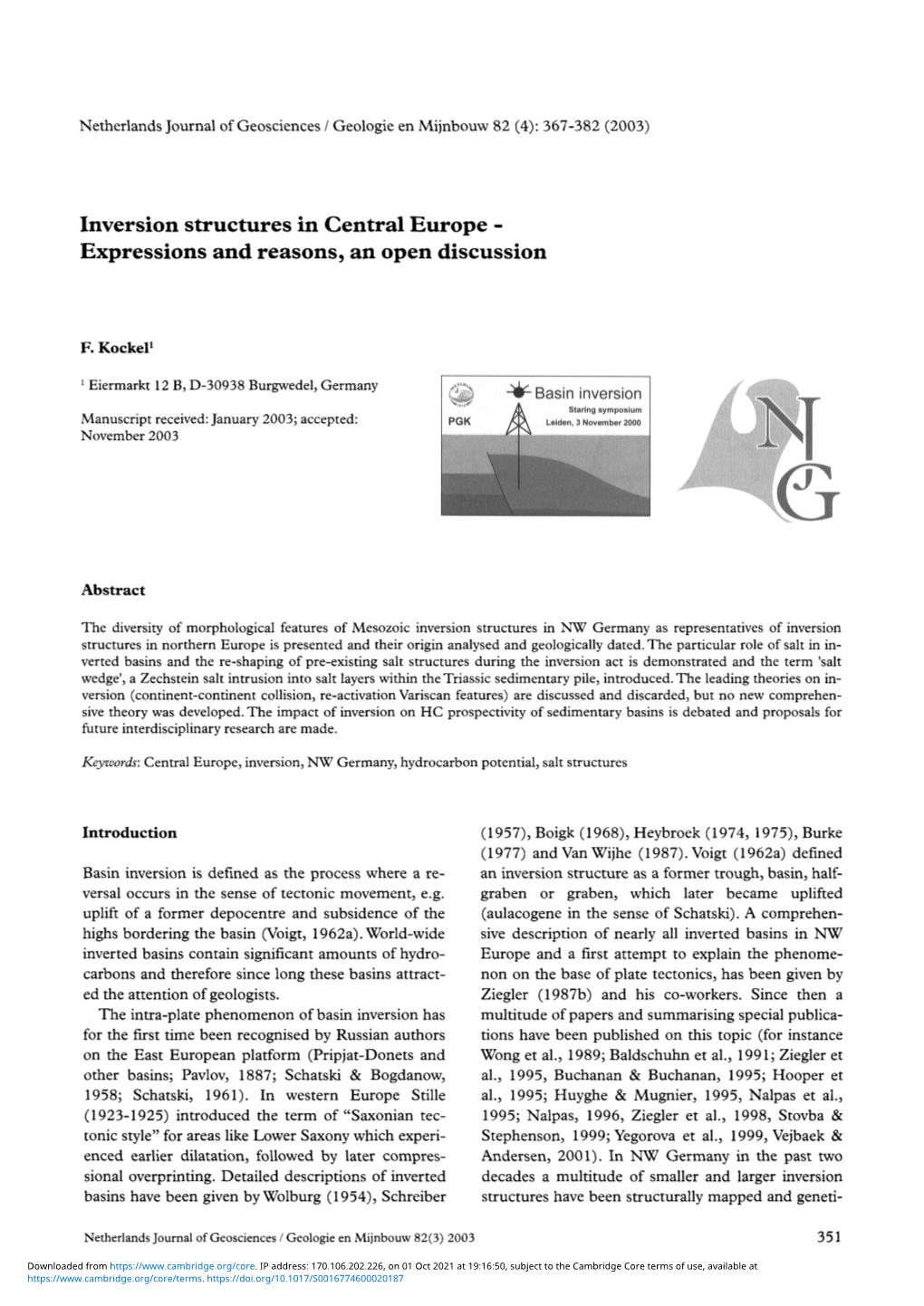 Inversion Structures in Central Europe - Expressions and Reasons, an Open Discussion