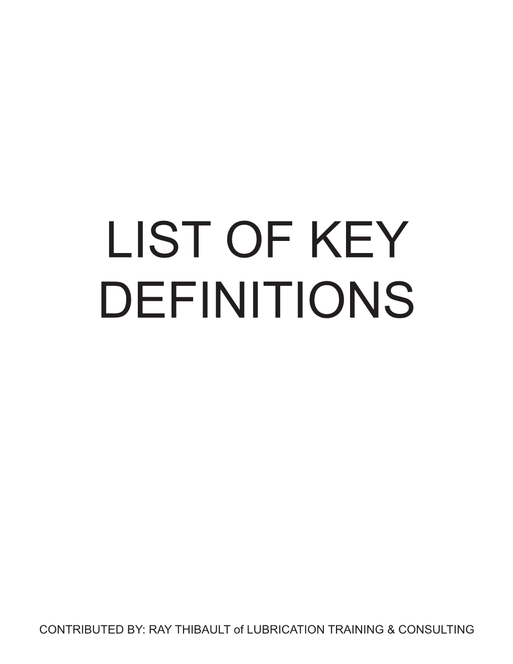 Glossary of Lubrication Related Terms