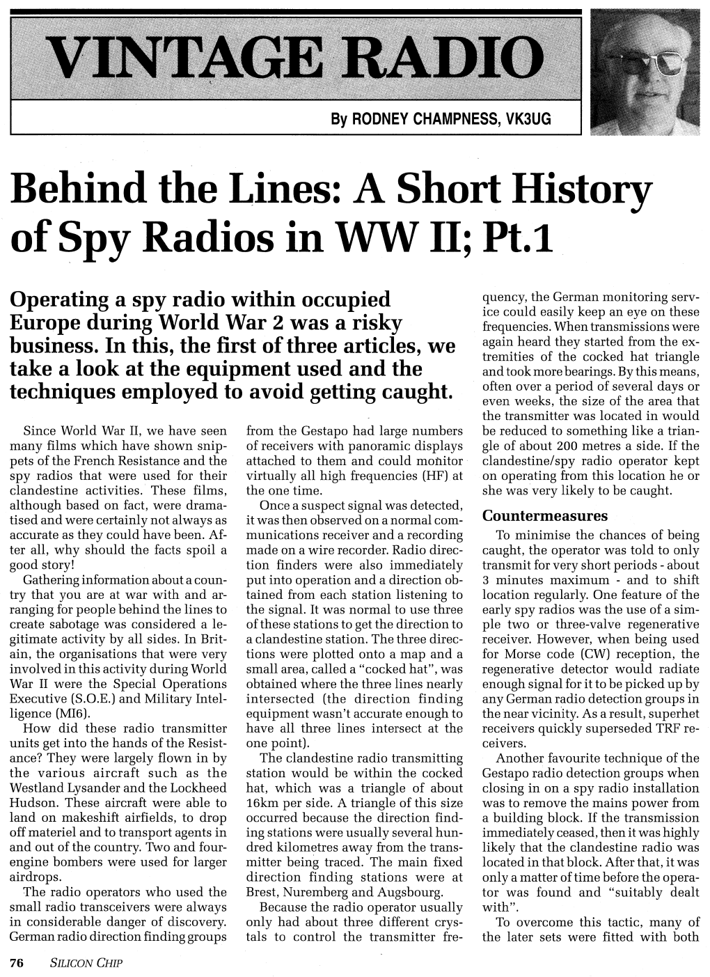 Behind the Lines: a Short History of Spy Radios in WW II; NA