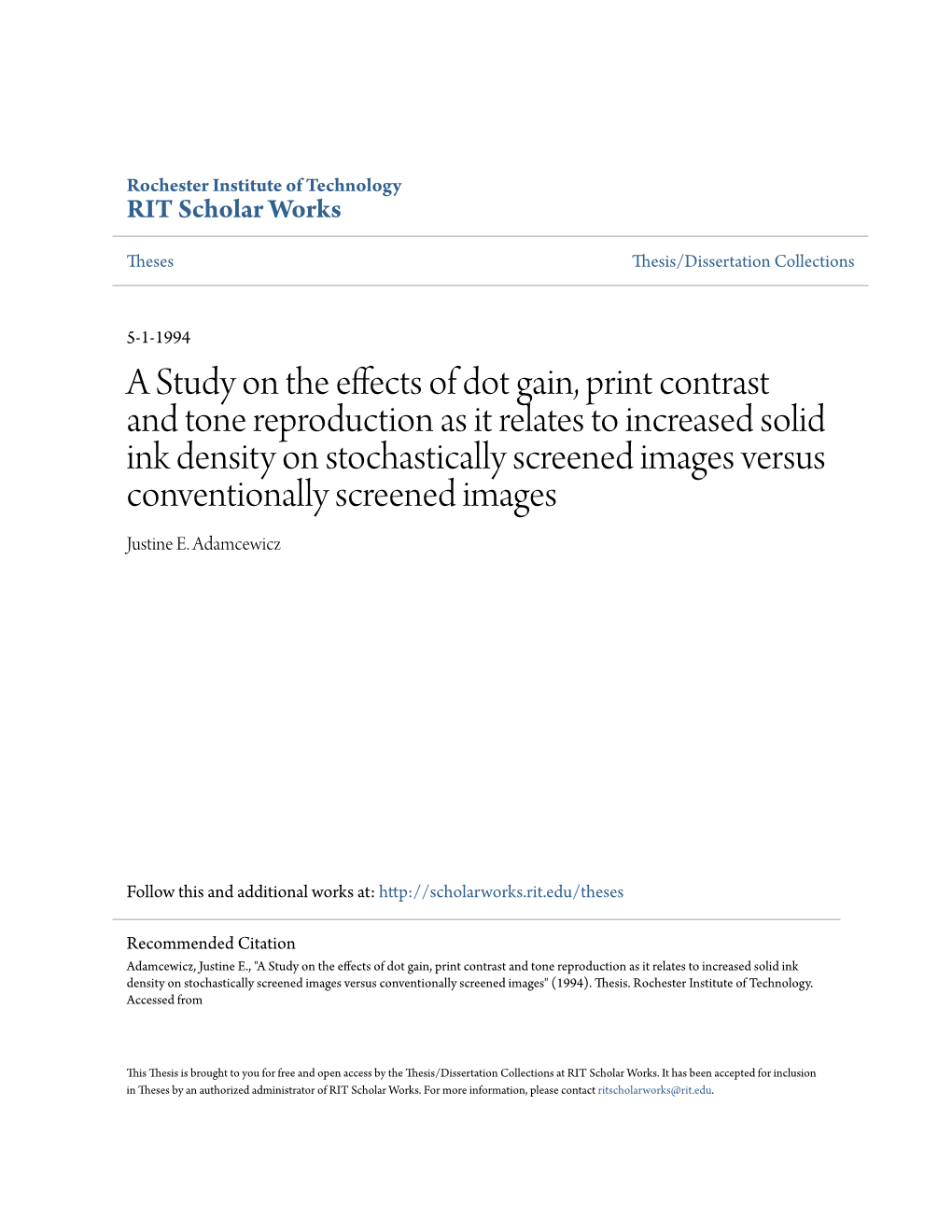 A Study on the Effects of Dot Gain, Print Contrast and Tone Reproduction As It
