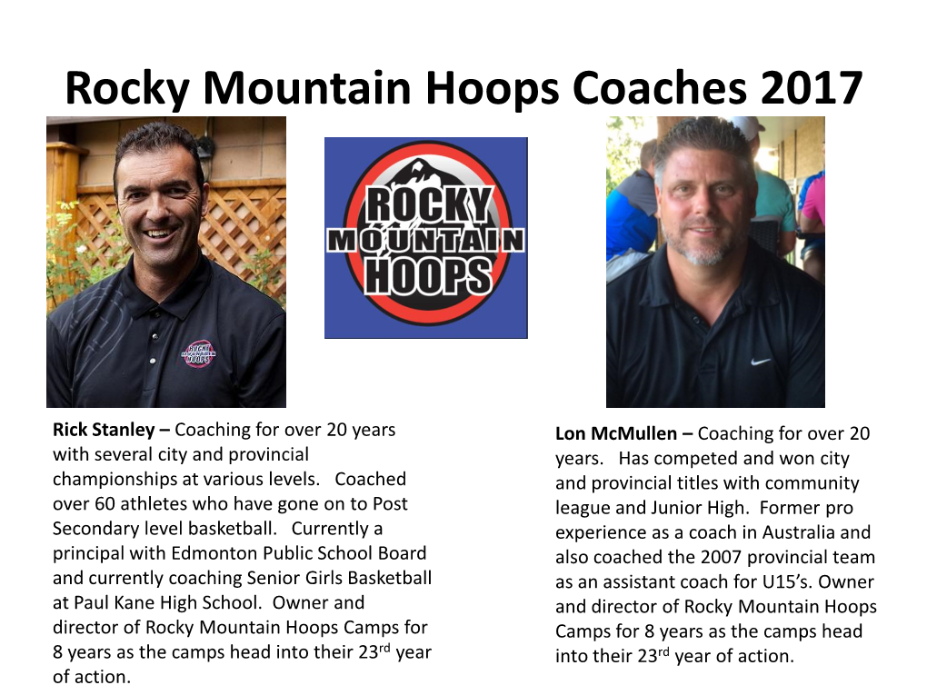 Rocky Mountain Hoops Coaches 2017