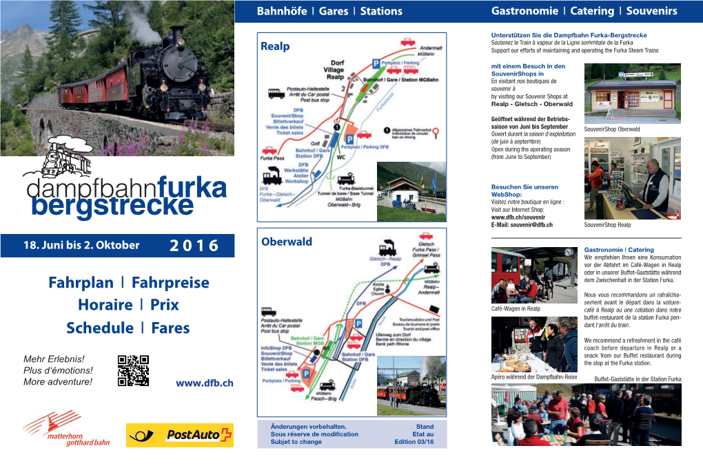 DFB-Faltprospekt Fahrplan Und Preise 2016