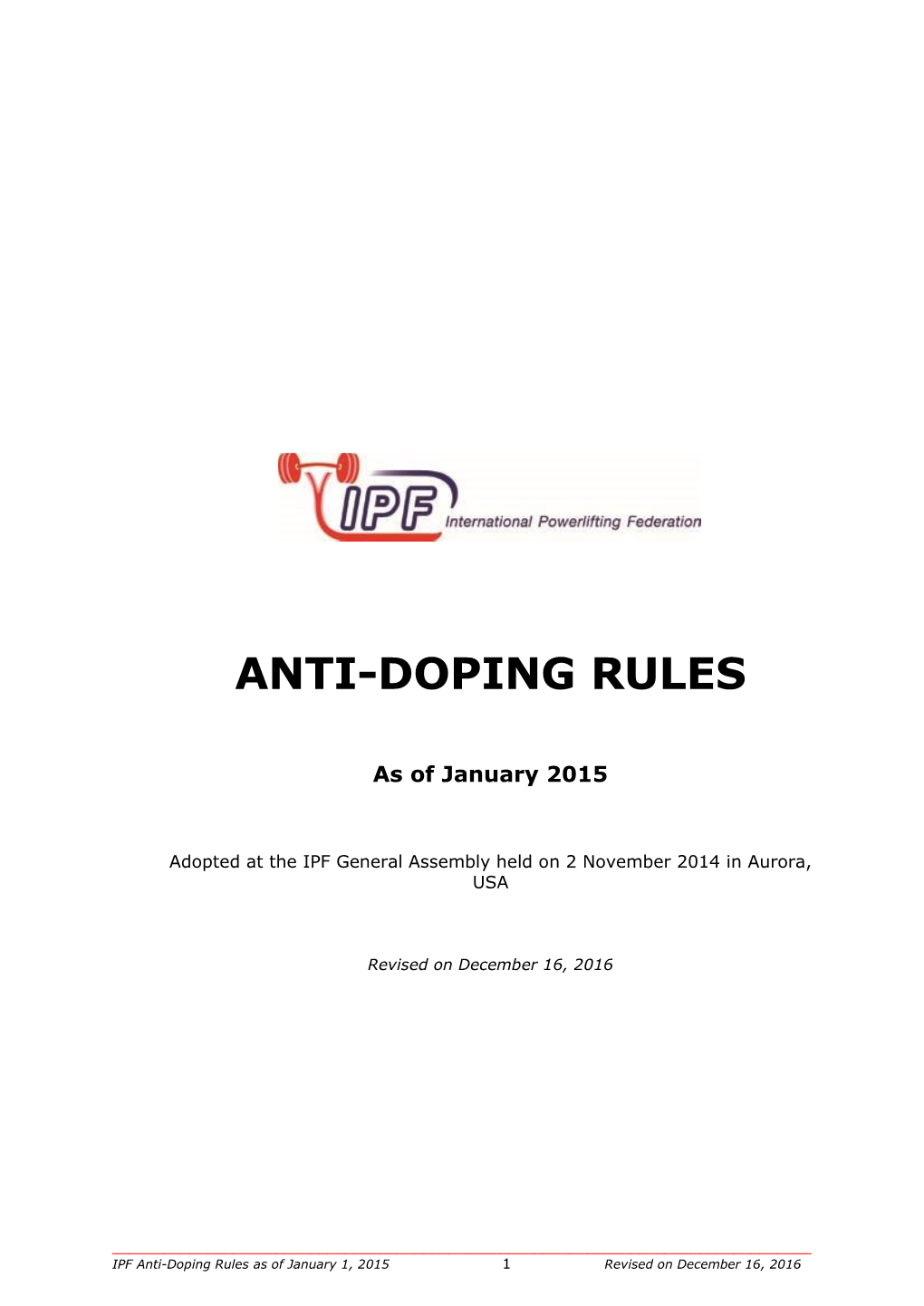 Anti-Doping Rules