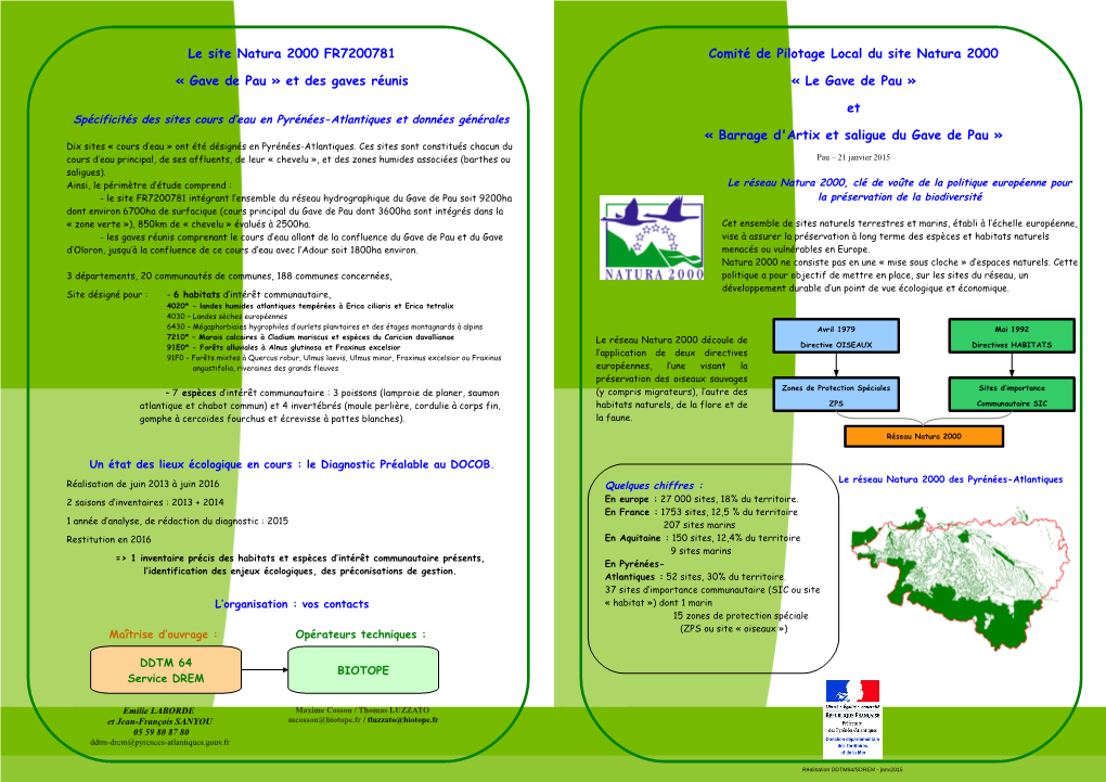 Le Site Natura 2000 FR7200781 « Gave De Pau » Et Des Gaves Réunis