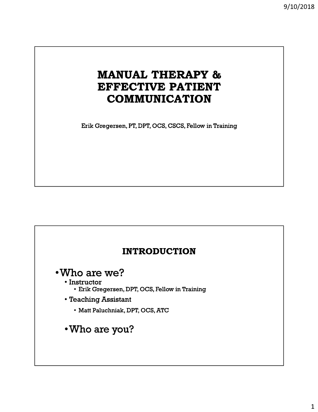 Manual Therapy & Effective Patient Communication