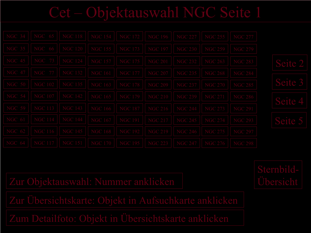 Cet – Objektauswahl NGC Seite 1