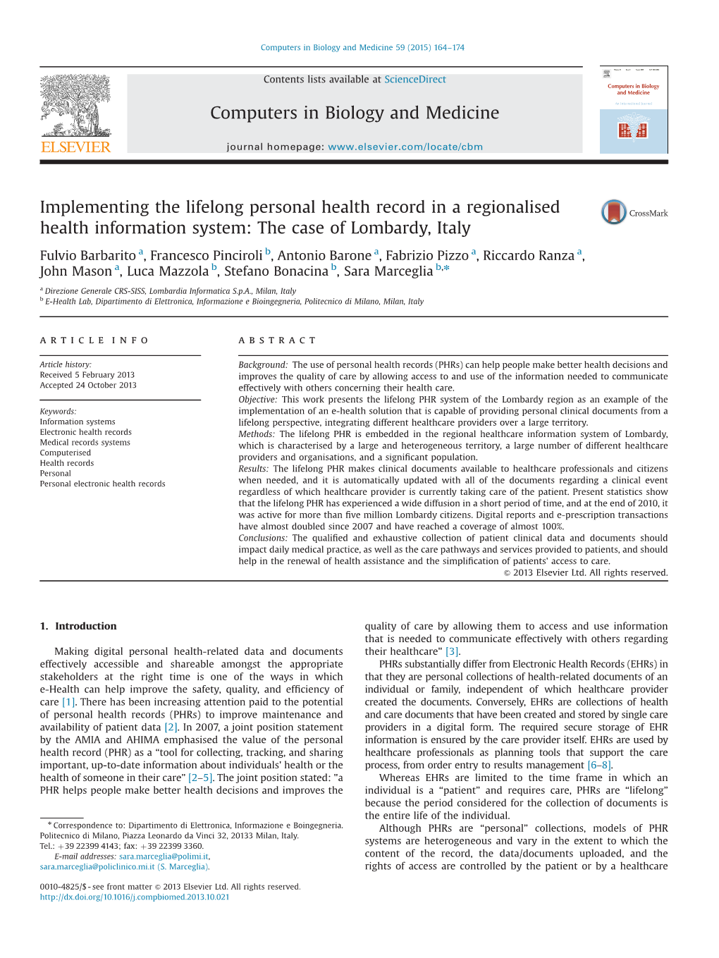 Implementing the Lifelong Personal Health Record in a Regionalised Health Information System: the Case of Lombardy, Italy