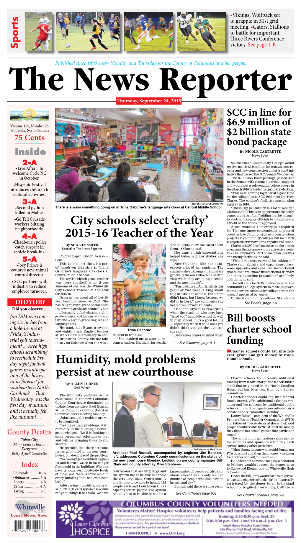 City Schools Select 'Crafty' 2015-16 Teacher of the Year Humidity, Mold Problems Persist at New Courthouse