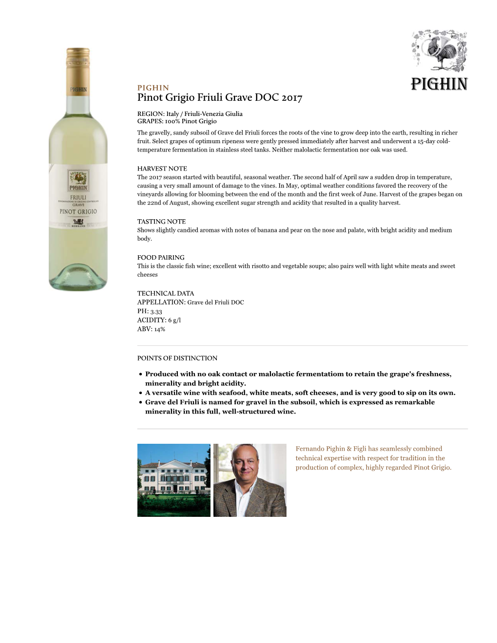 Kobrand Wine & Spirits | Pinot Grigio Friuli Grave DOC 2017