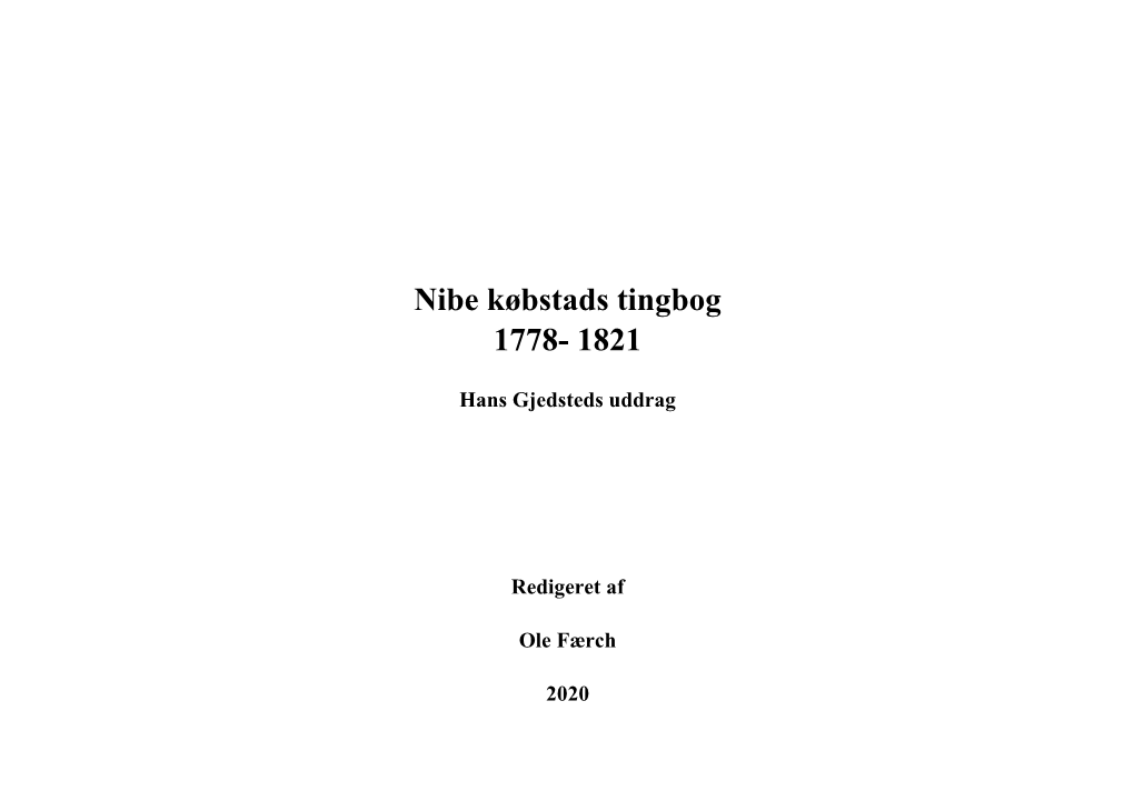 Nibe Købstads Tingbog 1778- 1821