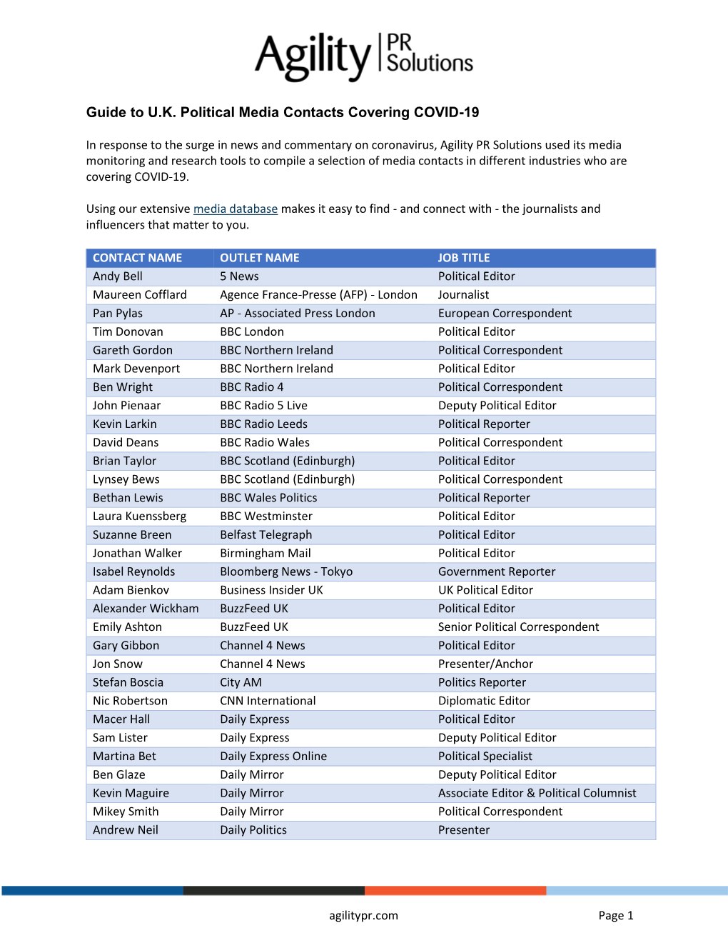 Guide to U.K. Political Media Contacts Covering COVID-19