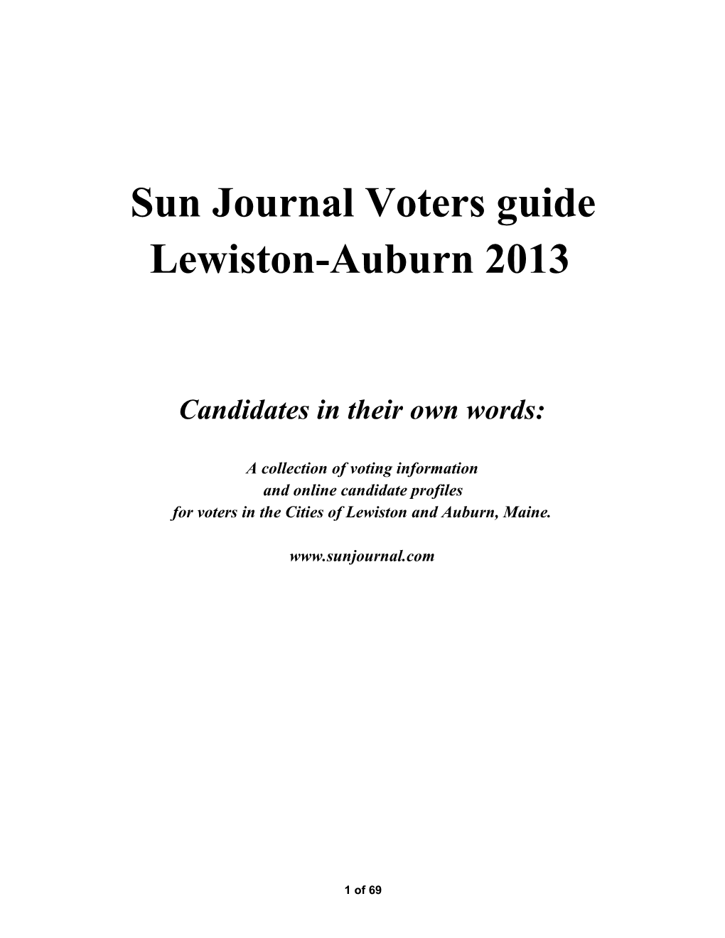 Sun Journal Voters Guide 2013