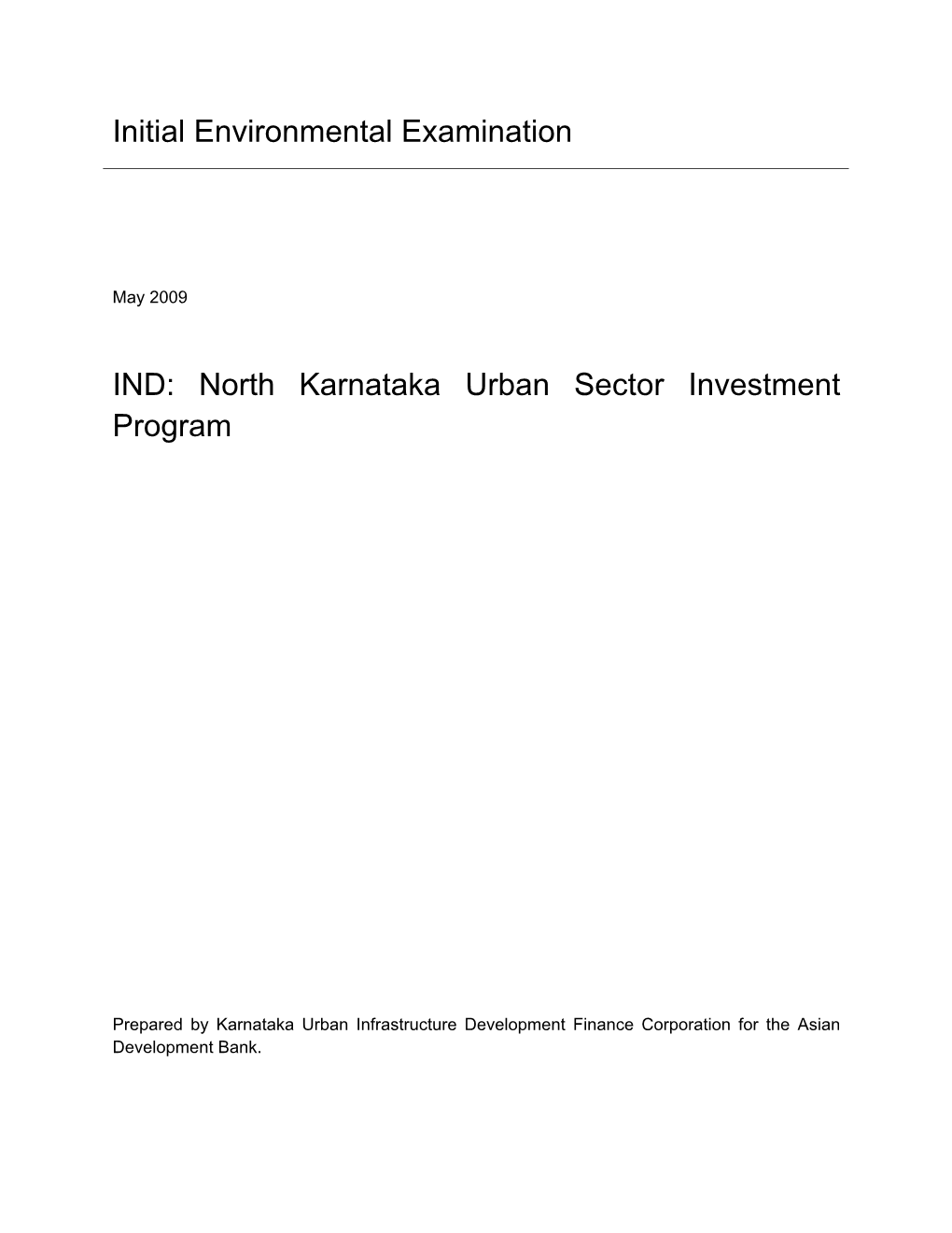 Belgaum CC Initial Environmental Examination (IEE)