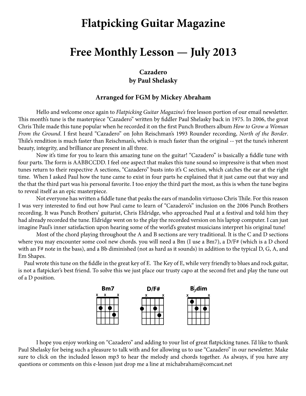 Flatpicking Guitar Magazine Free Monthly Lesson — July 2013