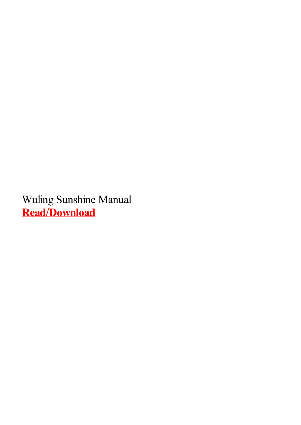 Wuling Sunshine Manual