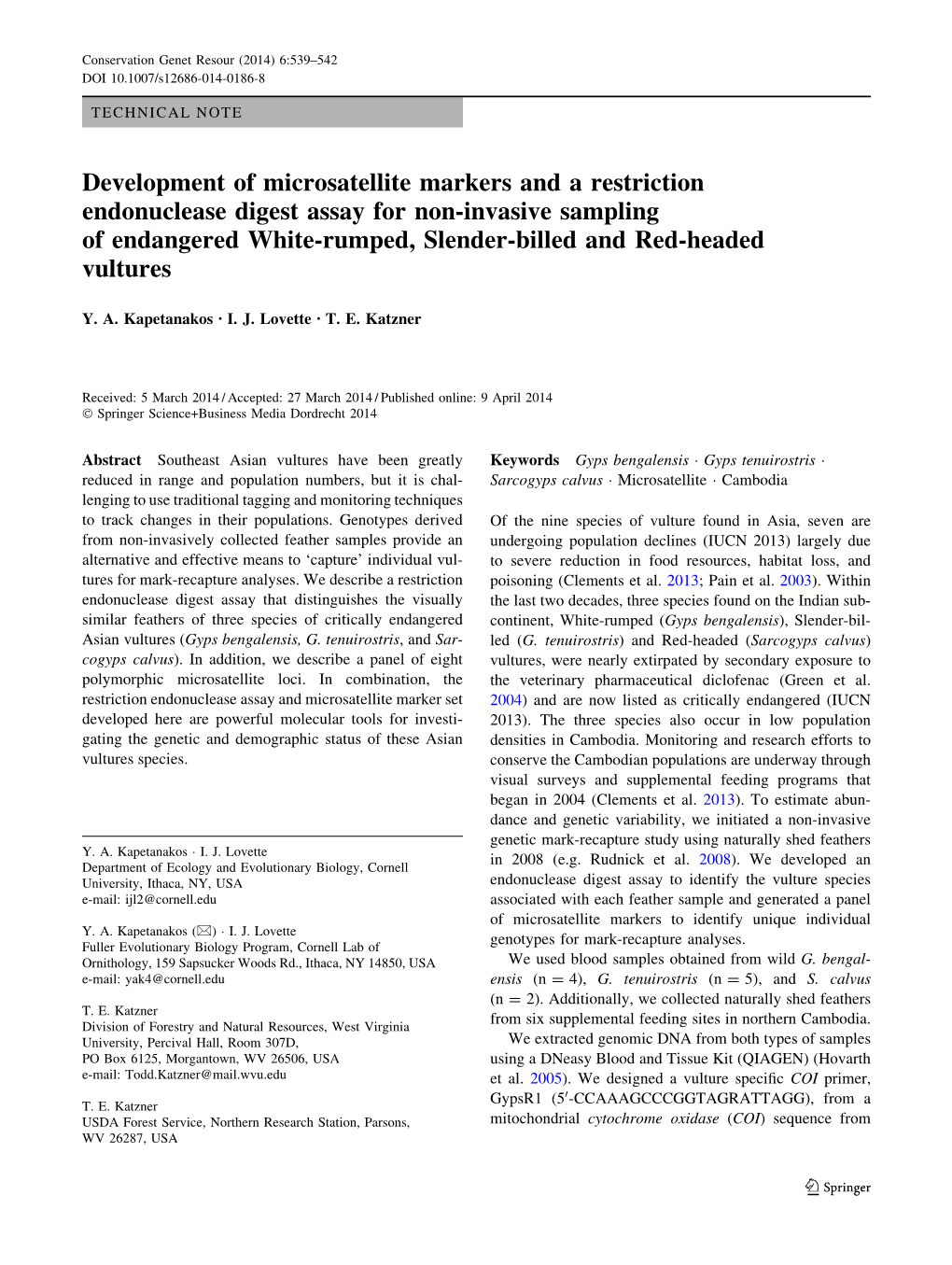 Development of Microsatellite Markers and A