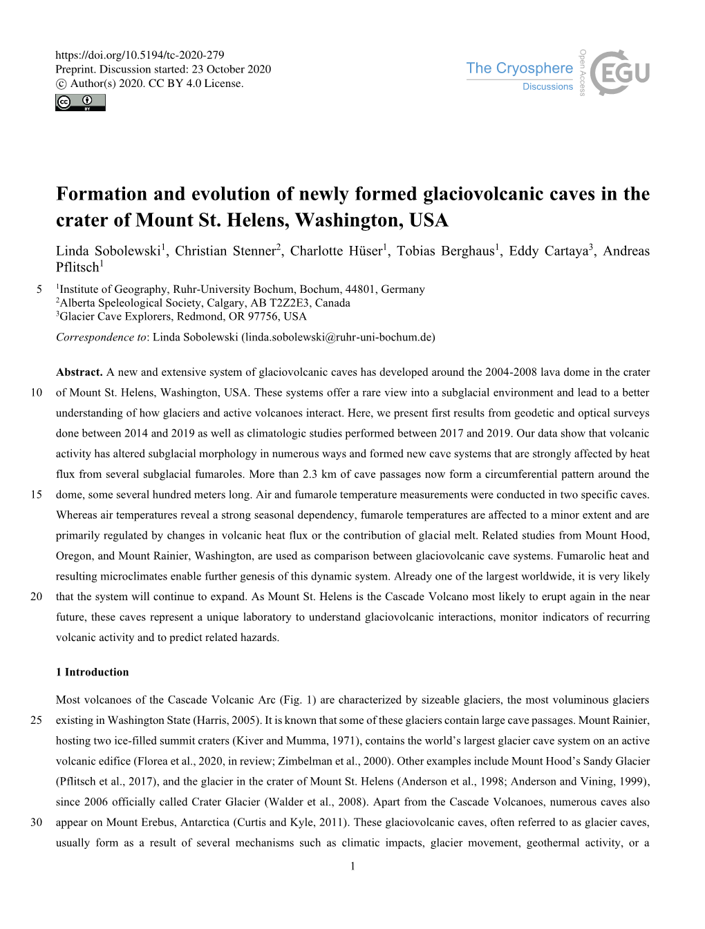 Formation and Evolution of Newly Formed Glaciovolcanic Caves in the Crater of Mount St