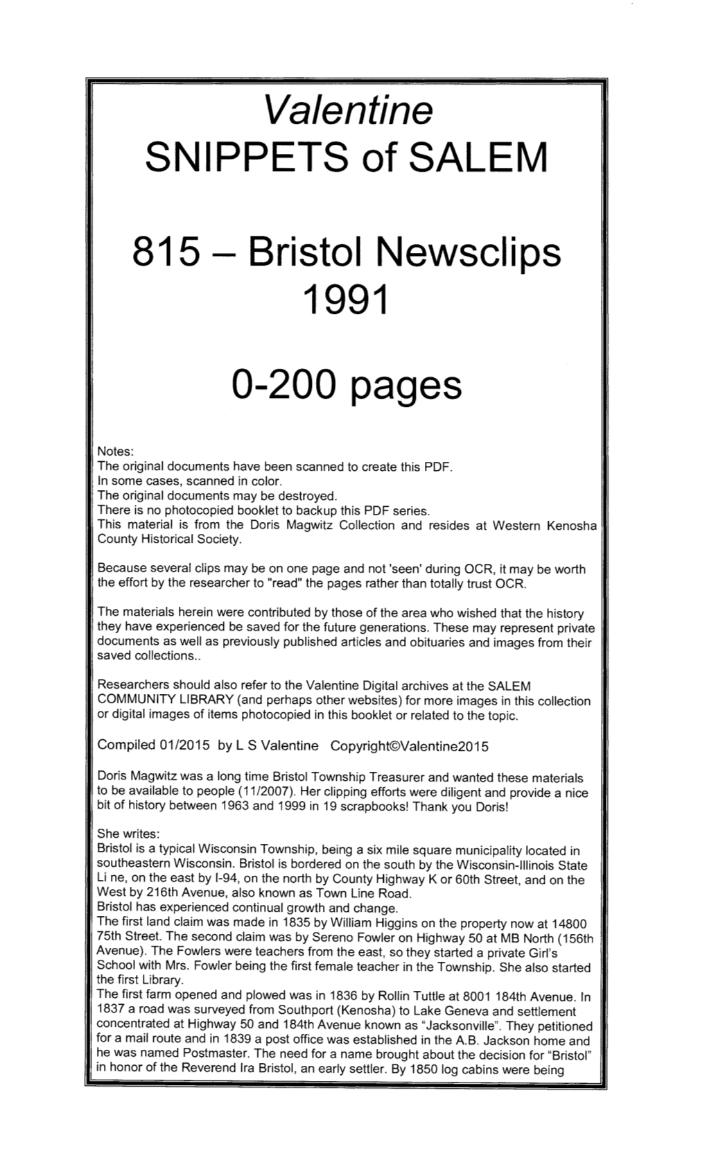 Valentine Salem Snippets 815 Bristol Newsclips 1991