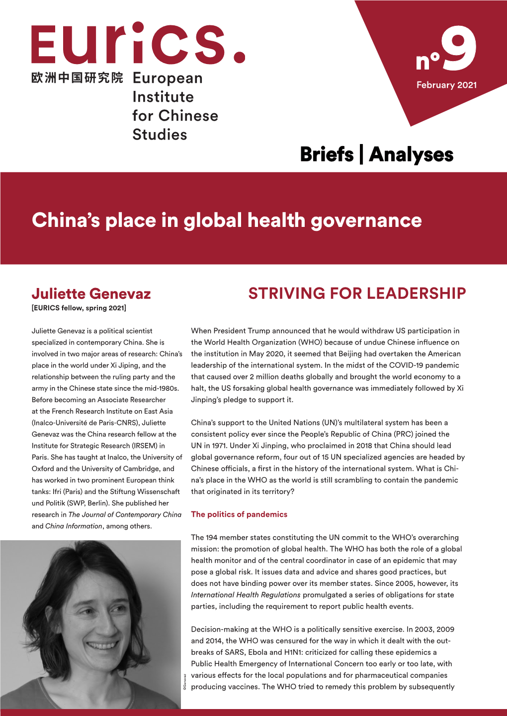 China's Place in Global Health Governance Briefs | Analyses