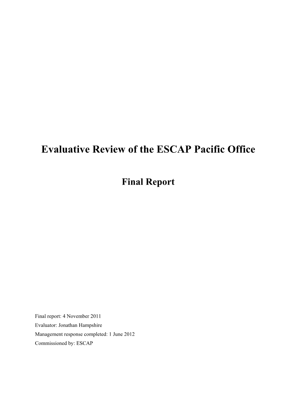 Evaluation of the ESCAP Pacific Office