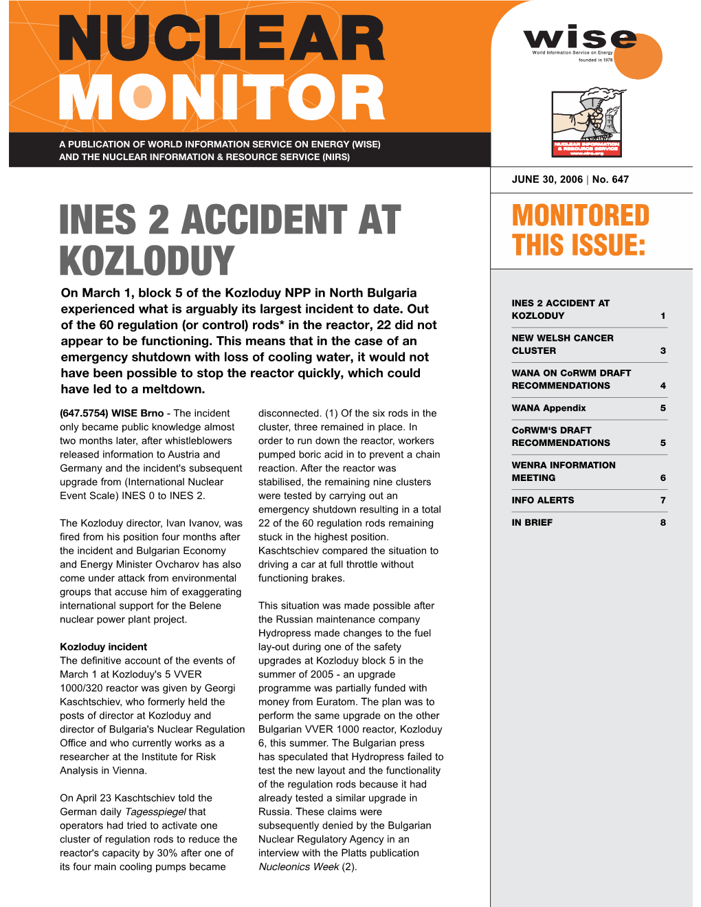 INES 2 ACCIDENT at KOZLODUY on March 1, Block 5 of the Kozloduy NPP in North Bulgaria Experienced What Is Arguably Its Largest Incident to Date