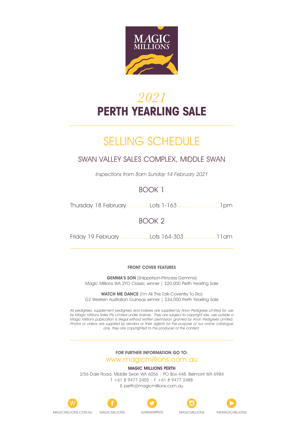 Selling Schedule Perth Yearling Sale