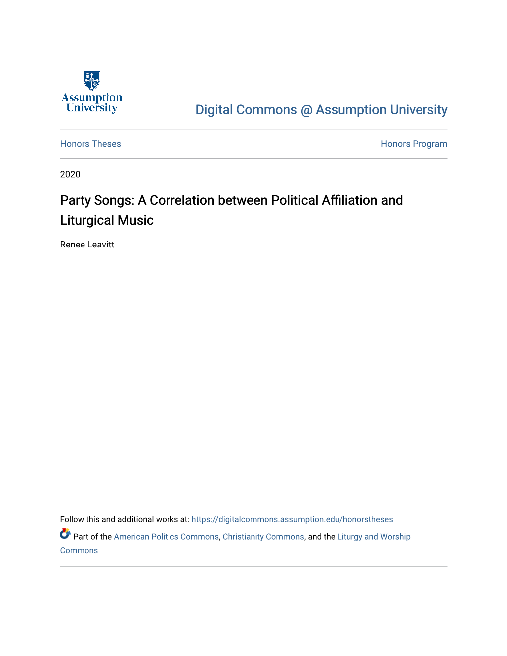 Party Songs: a Correlation Between Political Affiliation and Liturgical Music