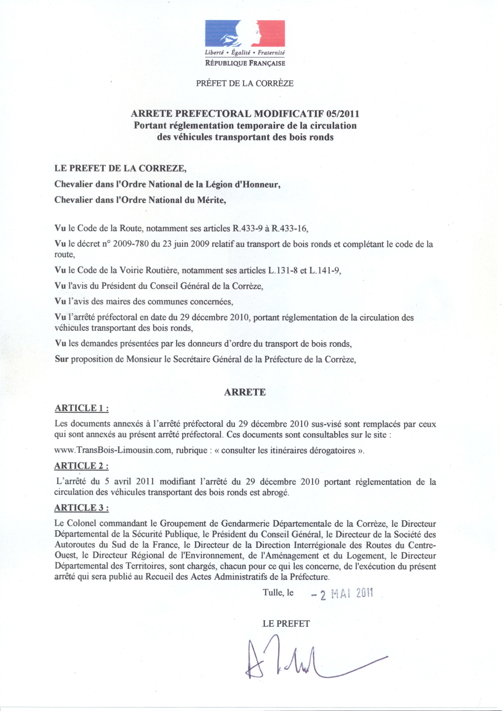 19 ARRETE Correze 02052011.Pdf