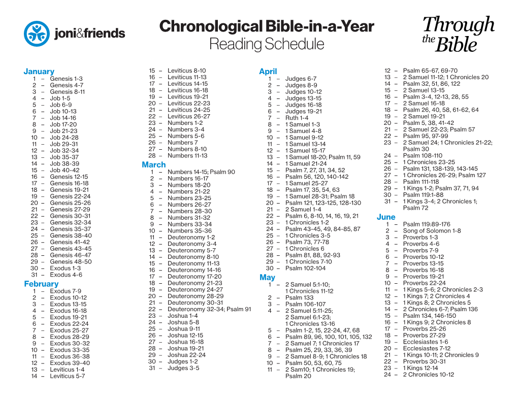 Chronological Bible-In-A-Year Reading Schedule