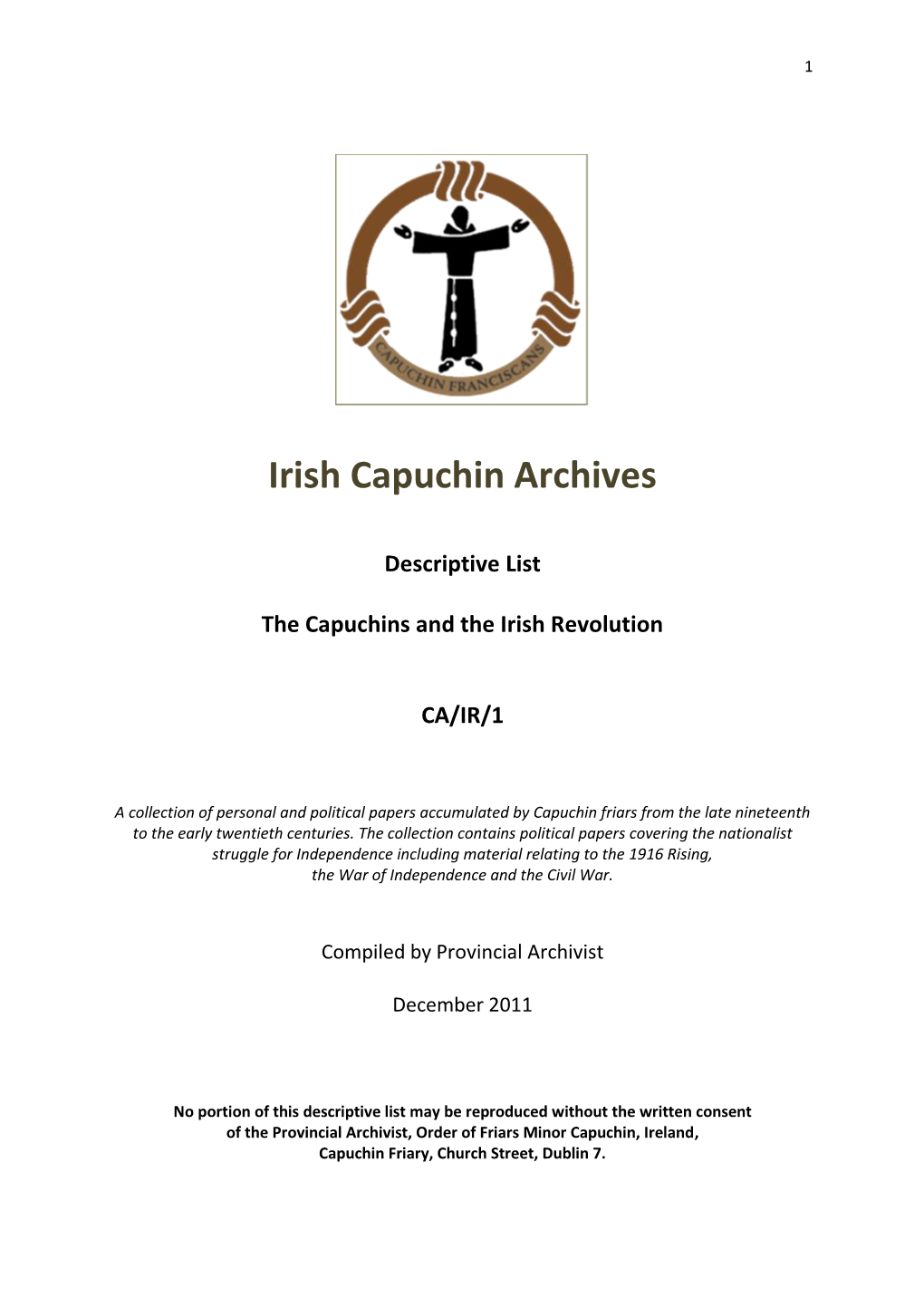 The Capuchins and the Irish Revolution