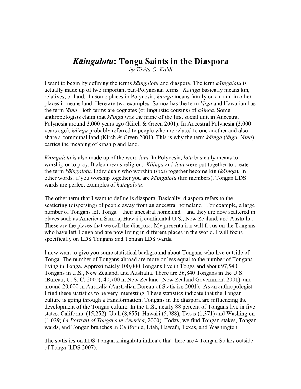 Tongan Saints in the Diaspora