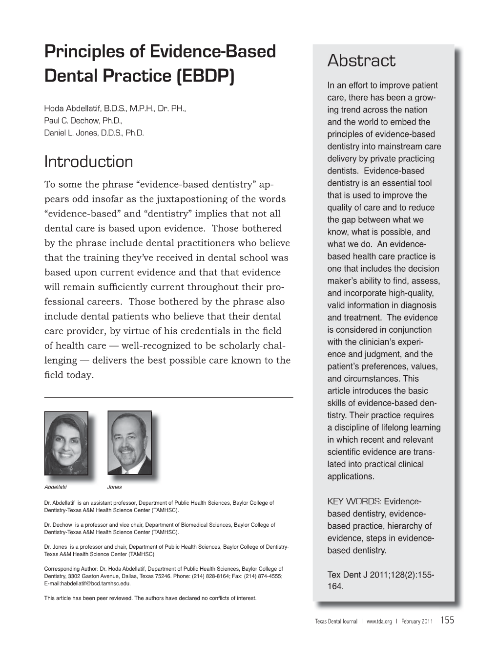 Principles of Evidence-Based Dental Practice